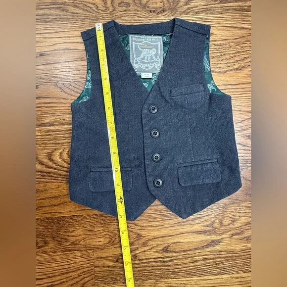 Monsoon Notting Hill W11 Navy/ Gray Vest w/ Green Fox Print Lining Sz 18-24 Mths - Picture 4 of 10